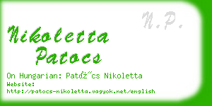 nikoletta patocs business card
