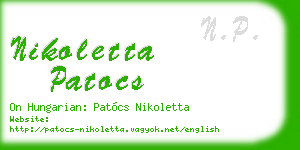 nikoletta patocs business card